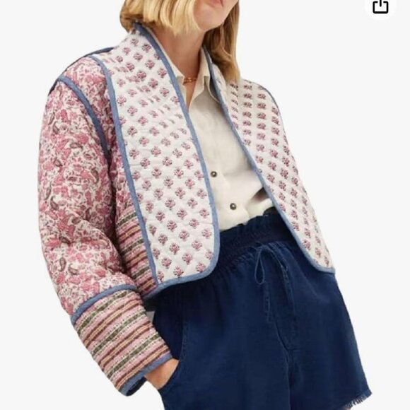 FindThy Women’s Vintage Floral Print Puffer Jacket (Women Size Small) - Picture 2 of 8